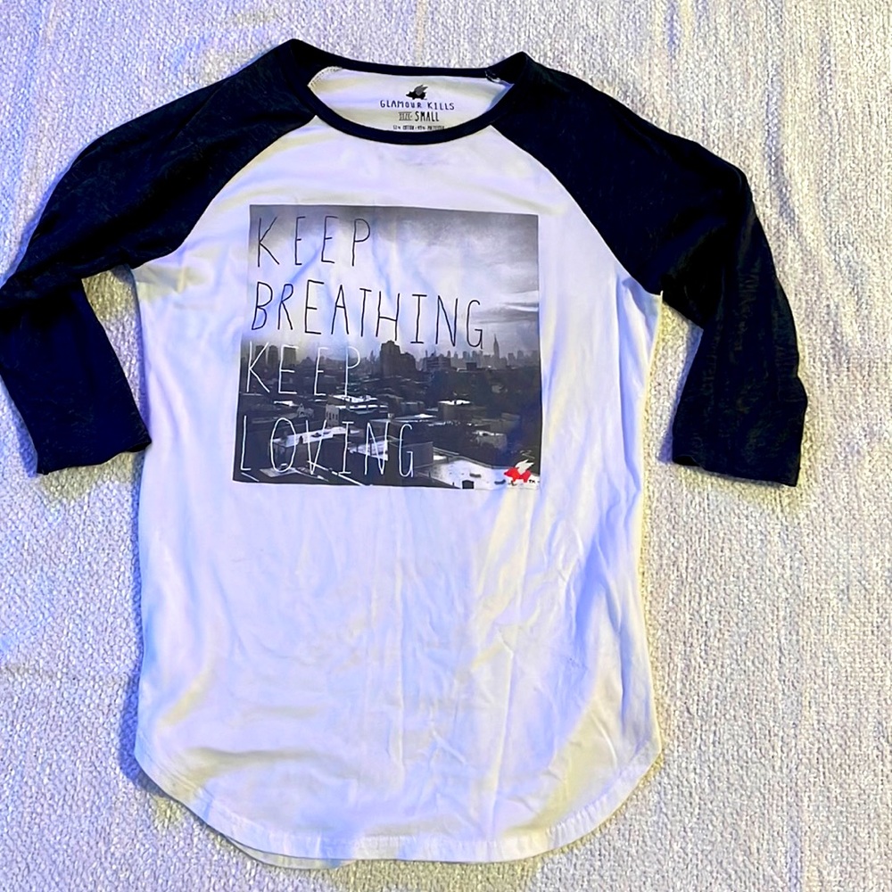 “Keep breathing keep loving” 3/4 length sleeve shirt